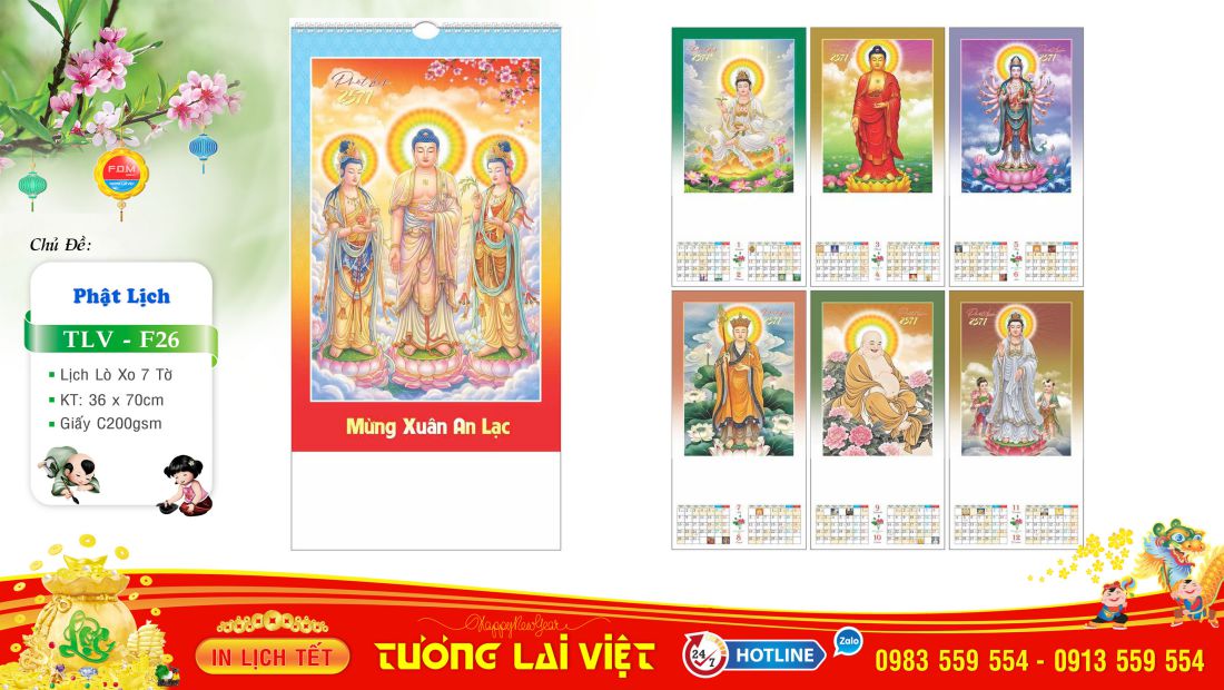 Lịch Lò Xo 7 Tờ Lịch Phật