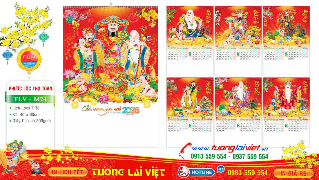 Lịch Lò Xo 7 Tờ Phước Lộc Thọ