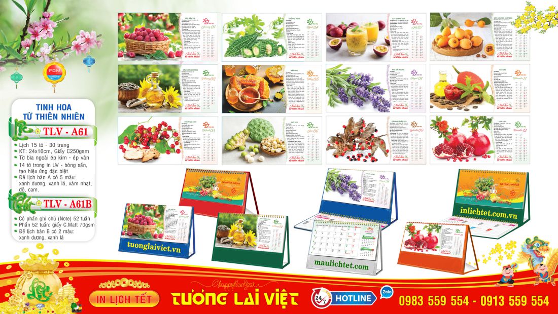 Mẫu lịch bàn 15 tờ Sức Khỏe Từ Thiên Nhiên