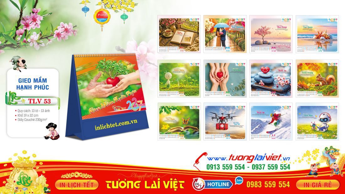 Mẫu lịch bàn đứng Gieo Mầm Hạnh Phúc
